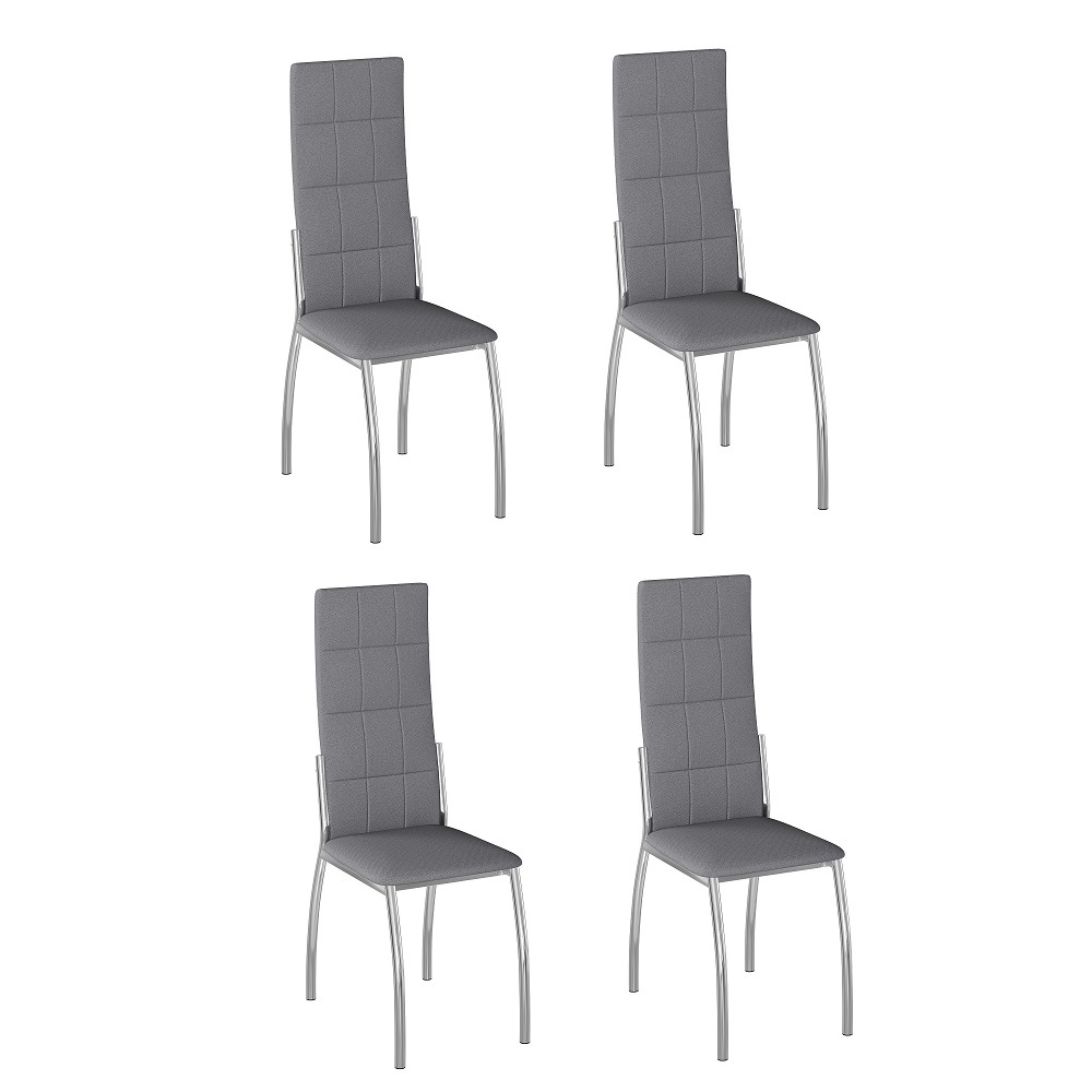 Комплект стульев Юджин (4 шт), хром рогожка серая