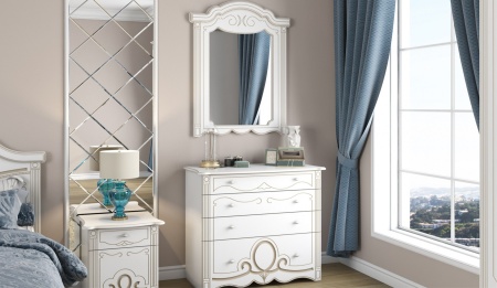 Спальный Гарнитур Барбара Белый/Патина Золото